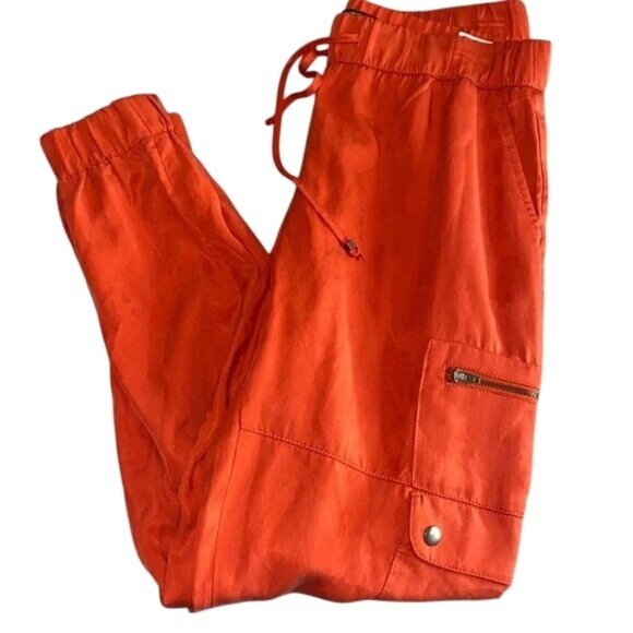 Banana Republic orange Cargo Jogger Pants Size L 100% Tencel Lyocell - Picture 1 of 13